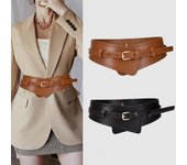 Alloy buckle Wide Belts PU Leather Belts For Women Fashion Waist Belt  Women 100cm marrón