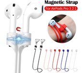 Cable de silicona antipérdida para auriculares AirPods 1, 2, 3, inalámbricos por Bluetooth, correa magnética de silicona para el cuello