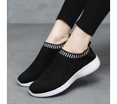 Zapatos casuales transpirables de verano para mujer, zapatillas de deporte para caminar al aire libre, cómodas, de suela suave, de malla, de marca de lujo, planos 36 negro