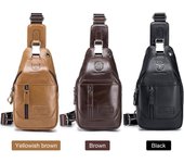 Mochila de cuero para hombre, impermeable, bandolera, mochila de hombro para senderismo y ciclismo negro