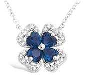 Les Trésors De Lily [N6822] - Collier Argent 'Trèfle' saphir blanc argenté (rhodié) - 15x15 mm plata