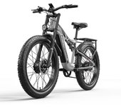 Bicicleta eléctrica Shengmilo de 2000 W con motor dual, batería de 17,5 Ah, suspensión total y neumáticos anchos 150*26*80CM gris