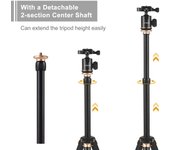 Andoer-trípode portátil para cámara, aleación de aluminio, cabezal de bola giratorio de 360 ​​grados, carga de 5kg/11lbs Rotating Locks