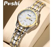 Reloj de movimiento automático auténtico de marca POSHI, reloj luminoso resistente al agua para mujer, reloj de moda con doble calendario y conjunto de diamantes