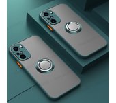 Piel sensación mate a prueba de golpes funda de teléfono para Xiaomi Redmi Note 10 Pro Max 4G 10S M2101K6G M2101K7AI Color caramelo silicona parachoques anillo magnético cubierta For Redmi Note10 Pro Max negro