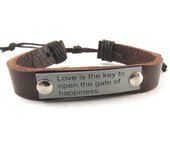 Les Trésors De Lily [K7094] - Pulsera de cuero marrón 'Peaceful' - 1 cm marrón