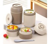 Lonchera térmica portátil de acero inoxidable 304 con cuchara y tapa para calentar sopa y estudiantes 7