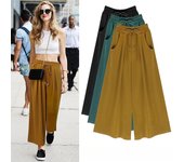 Pantalones De Pierna Ancha con Cintura Elástica para Mujer Pantalones Rectos Elegantes De Color Sólido con Bolsillos Pantalones Sueltos Informales Pantalones De Cintura Alta Pantalones para Ropa De Oficina M