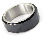 Bague Créateur 'Mineralia' céramique noir 52 negro