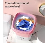 Lavadora de ropa plegable, lavadora de barril de calcetines, centrífuga, Mini lavadora de ropa interior para deshidratación EU Plug Type color rosa