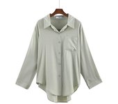 Blusas holgadas de manga larga con cuello tipo Polo coreano para primavera y otoño, cárdigan de oficina, camisa, Tops para mujer XXX