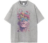 Camisetas de Algodón Puro de Peso Pesado Flores Saliendo de Ojos y Cabezas Humanas Camisetas Gráficas Estilo Vintage Van Gogh 3XL