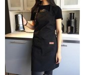Delantales de cocina de lona de moda para mujeres y hombres, delantal de trabajo de chef para parrilla, restaurante, bar, tienda, cafetería, estudios de belleza y uñas, uniforme negro