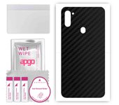 apgo Protective Skin Sticker for the back compatible with Samsung Galaxy M11, Wrap Film, Foil, Vinyl - Pattern Carbon Black