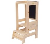 MeowBaby ® Taburete auxiliar de cocina de madera para niños con tabla, madera natural 90x39x51 cm