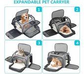 Transportín para gatos, bolsa portátil para mascotas al aire libre, mochila expandible plegable para mascotas, caja transpirable para gatos S negro