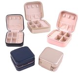 1 caja organizadora de joyas, caja de almacenamiento para exhibición, caja de viaje para pendientes, anillos y joyas color rosa