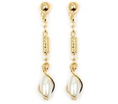 Les Trésors De Lily [L4282] - Pendientes chapados en oro 'Perla' oro blanco - 35x6 mm oro