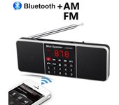 Radio portátil Digital AM FM Altavoz Bluetooth reproductor MP3 estéreo tarjeta TF SD unidad USB llamada con manos libres altavoces recargables azul