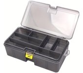 1 caja de almacenamiento de señuelos de pesca transparente de plástico de doble capa, caja de accesorios de pesca duradera 1pc