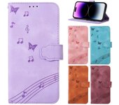 Funda de cuero I Phone 14 para Iphone 14 13 12 11 Pro Max 6 7 8 Plus 13 Mini X Xs Xr Se funda con tapa en relieve de mariposa 3d para personal iPhone 11 azul cielo