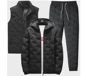 Chaqueta acolchada de algodón de moda para hombre: Traje deportivo de tres piezas con capucha para invierno 4XL