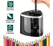 Sacapuntas eléctrico de 1 pieza: papelería de escritorio automática con funcionamiento rápido y silencioso, diseño compacto para uso en la oficina y el hogar