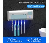 Soporte UV para cepillo de dientes, desinfectante, montado en la pared con esterilizador y sincronización, carga por USB UV azul
