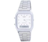 Reloj Casio Vintage Dual Time Alarm cuarzo analógico digital AQ-230A-7DMQ AQ230A-7DMQ para hombre blanco