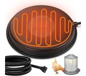 Calentador de agua para pollos, bebedero para aves de corral calentado de 80 W, 12,6 pulgadas, para fuente de plástico y metal para aves de corral US plug negro