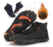 Botas de nieve de invierno para hombres y mujeres, zapatos de algodón que mantienen el calor, zapatos de senderismo al aire libre, botas de tobillo altas cálidas de felpa, zapatillas de deporte para hombre de talla grande 47 36 negro