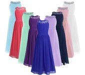 Vestido de fiesta Formal de gasa para niñas, vestido de baile de graduación, princesa, dama de honor, boda, niños, vestido tutú de primera comunión 7-8 Years lavanda
