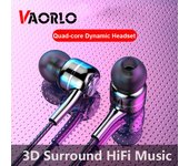 Auriculares VAORLO de 3,5 MM, auriculares internos dinámicos de cuatro núcleos, auriculares con cable de Piano HiFi Supergraves con micrófono para Huawei Xiaomi verde
