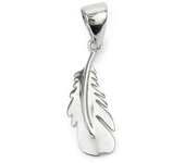 Les Trésors De Lily [Q9407] - Pendentif argent 'Plume' argenté (rhodié) - 18x7 mm plata