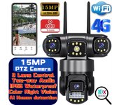 Cámara V380pro de 15 MP, 3 lentes, 4G/Wifi, detección humana por IA, visión nocturna, impermeable, videovigilancia de seguridad, cámara IP, monitor CCTV 8K WiFi Camera