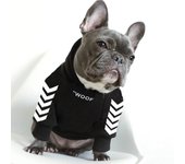 Sudadera con capucha para perro, ropa de invierno para perros, abrigo, chaqueta, ropa de Bulldog Francés de algodón para perros, ropa para mascotas S negro