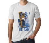 Camiseta Vintage Hombre Camiseta Gráfica TEL Aviv Estilo de Vida Vintage Blanco L anti-flash blanco