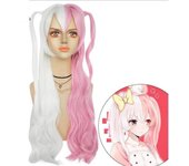 Juego de anime Danganronpa Monomi Mujeres Peluca larga Cosplay Disfraz Super Dangan Ronpa Resistente al calor Cabello sintético Pelucas blancas rosas One Size color rosa