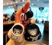 1 mochila con forma de osito de peluche y gato, con luces nocturnas, para regalar en vacaciones negro