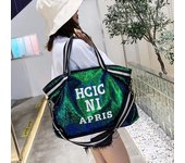 Bolso de hombro de viaje con lentejuelas de tendencia transfronteriza: bolso deportivo y de yoga de gran capacidad. verde