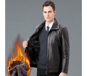 Chaqueta de cuero genuino de oveja para hombre, chaqueta de cuero suave de cabra, chaqueta gruesa y de felpa para otoño e invierno, traje para padre XXXXL