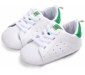 Zapatos casuales para bebés recién nacidos, zapatillas unisex con cordones y suela blanda con estampado de letras para niños y niñas 0-6m verde