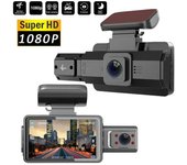 Grabadora de conducción HD Starlight Night Vision de 3.0 pulgadas LPD con doble lente giratoria de 360 grados para coche, grabación de vídeo frontal universal. Dual cameras