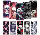 Funda de teléfono con diseño de calavera de azúcar y flores para Samsung Galaxy A12, A22, A32, A42, A52, A72, A51, A71, 5G, A41, A31, A21, A02S, M12, M21, M31, M30S Samsung A12 5G