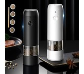 Molinillo de condimentos para cocina, botella de molienda eléctrica, 6 velocidades, espesor ajustable, USB, adecuado para blanco