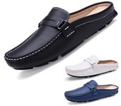 Zapatillas de hombre, mocasines de cuero de moda, mocasines, zapatos de conducción informales antideslizantes para exteriores, sandalias cómodas para playa para hombre 41 blanco