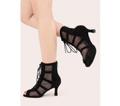 Zapatos de lujo para mujer, tacón alto, para baile latino, salsa, salón, tacón de 7,5 cm 35 negro
