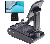 Soporte para teléfono móvil Cargador de altavoz Bluetooth portátil y plegable con ranura para tarjeta de disco U estéreo Altura ajustable Ángulos libres Soporte para tableta negro