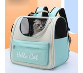 Bolsas transportadoras para gatos, mochila de viaje al aire libre a prueba de viento para gatos, perros pequeños, bolsa de transporte, mochila para gatos con cojín verde