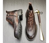 Botas cortas de punta redonda con cordones y parte inferior gruesa con cremallera de estilo alto a la moda para hombre, botas de invierno 2024 antideslizantes y resistentes al desgaste, zapatos de trabajo 38 negro